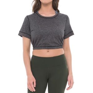 Splendid Short Sleeve Black Performance Crop Top